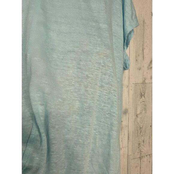 J. Jill Love Linen Slub Knit Oversized 100% Linen Tee T-Shirt Scalloped Sleeve D - Picture 6 of 8